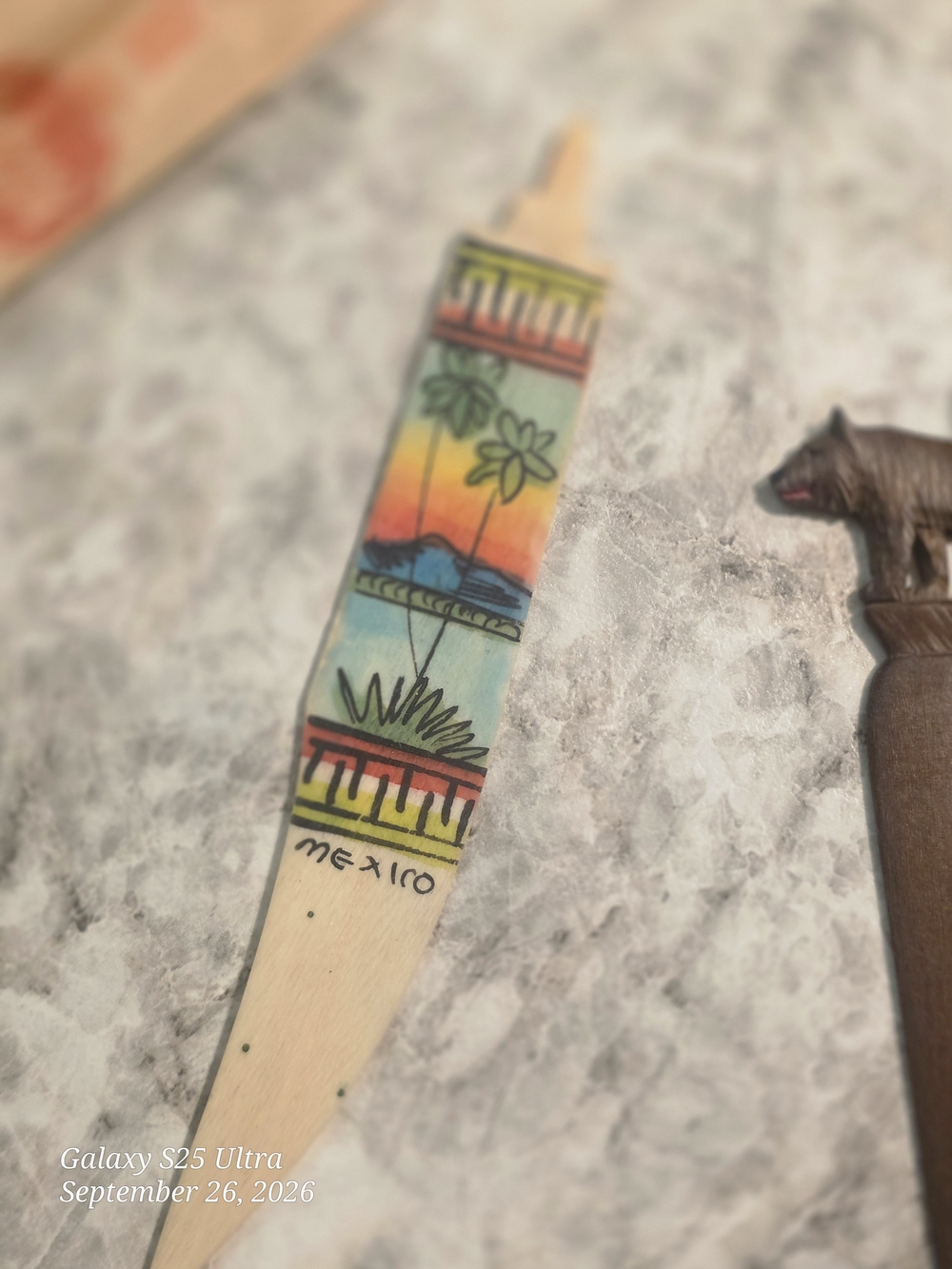 Hand-Painted Wooden Mexico Letter Opener Vintage 40yrs Old